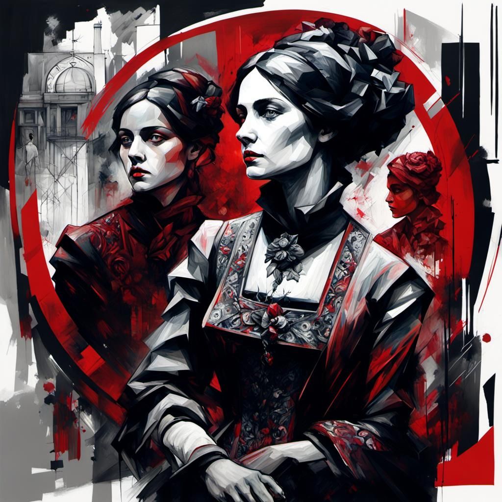 Victorian Women in Cubist Art Deco Style