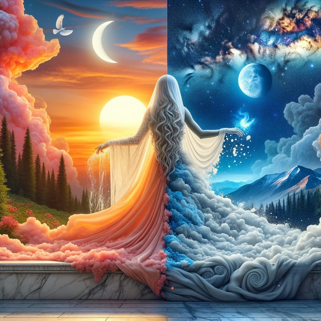 Surreal Fairy Peeling Sky, Day & Night Fusion