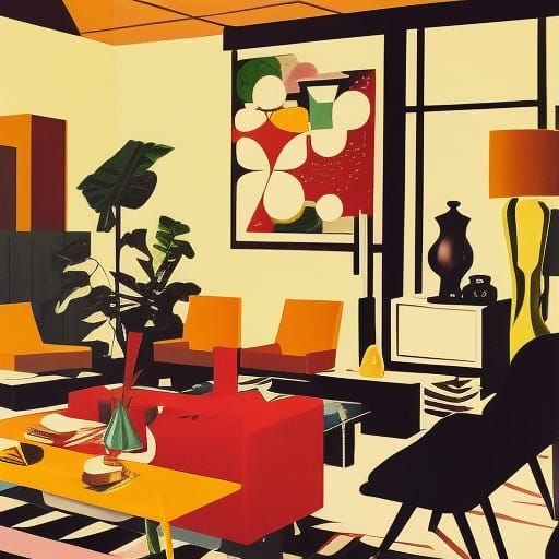 Mid-Century Modern Jazz Party at Night