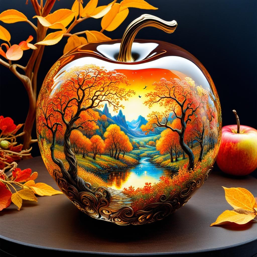 Golden apple fall scene