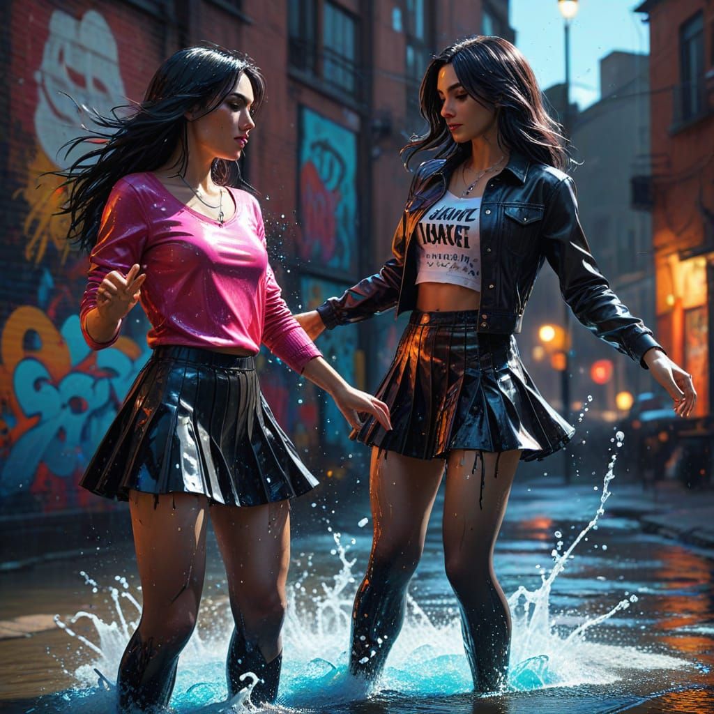 Androgynous Dancers in Vibrant Street Art