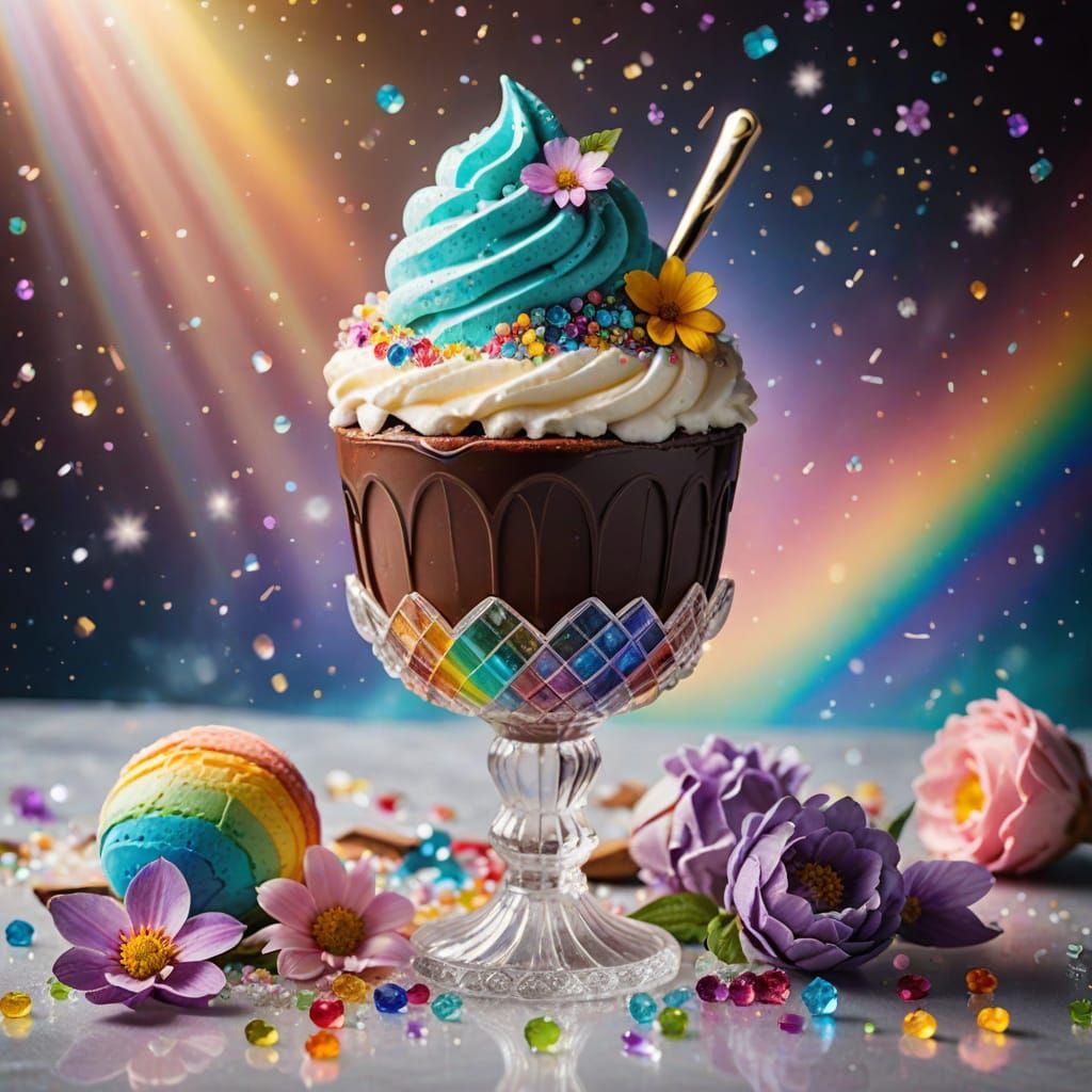 Chocolate and Vanilla Ice Cream Prism Rainbow