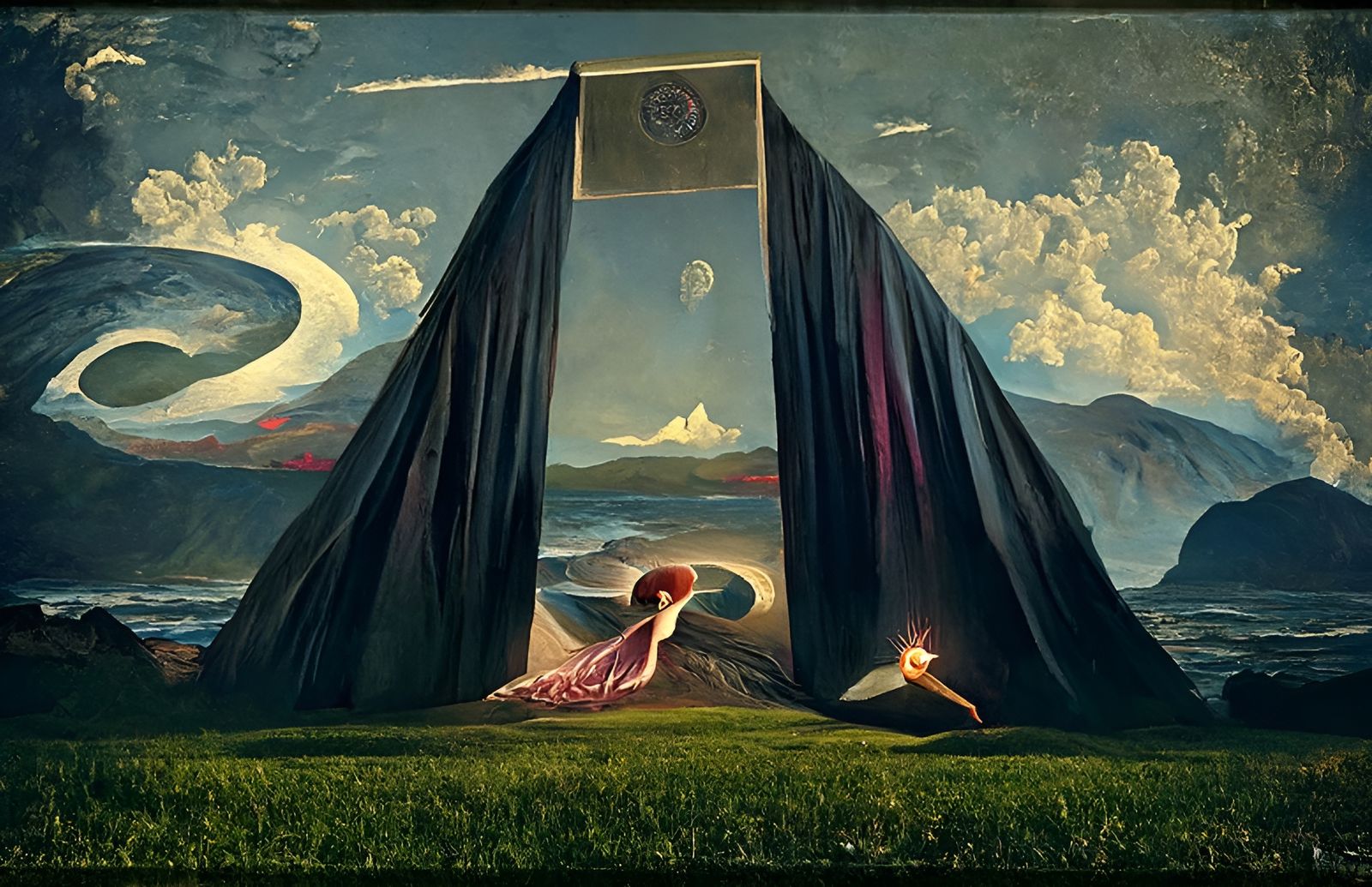Strange Symbolism Painting in Surreal Psychedelic Style
