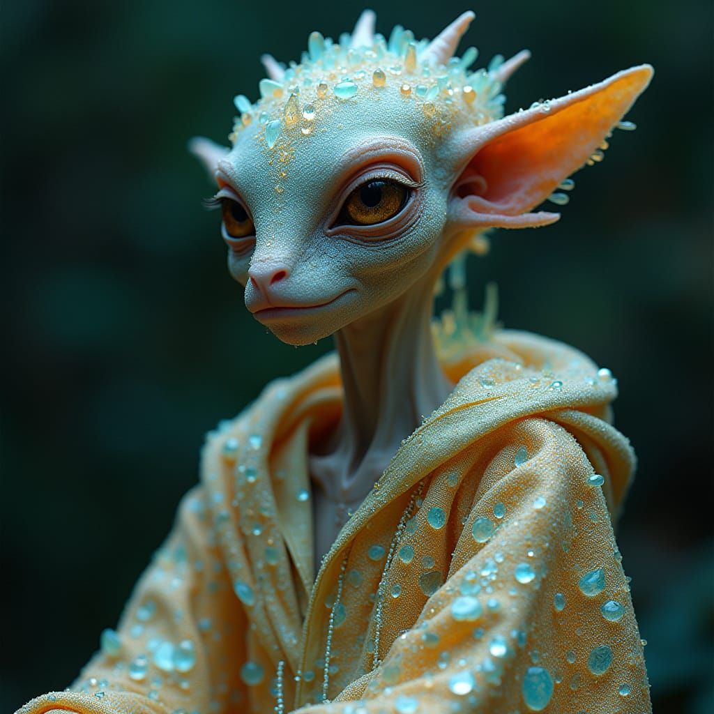 Regal Alien in Iridescent Opalescent Robe