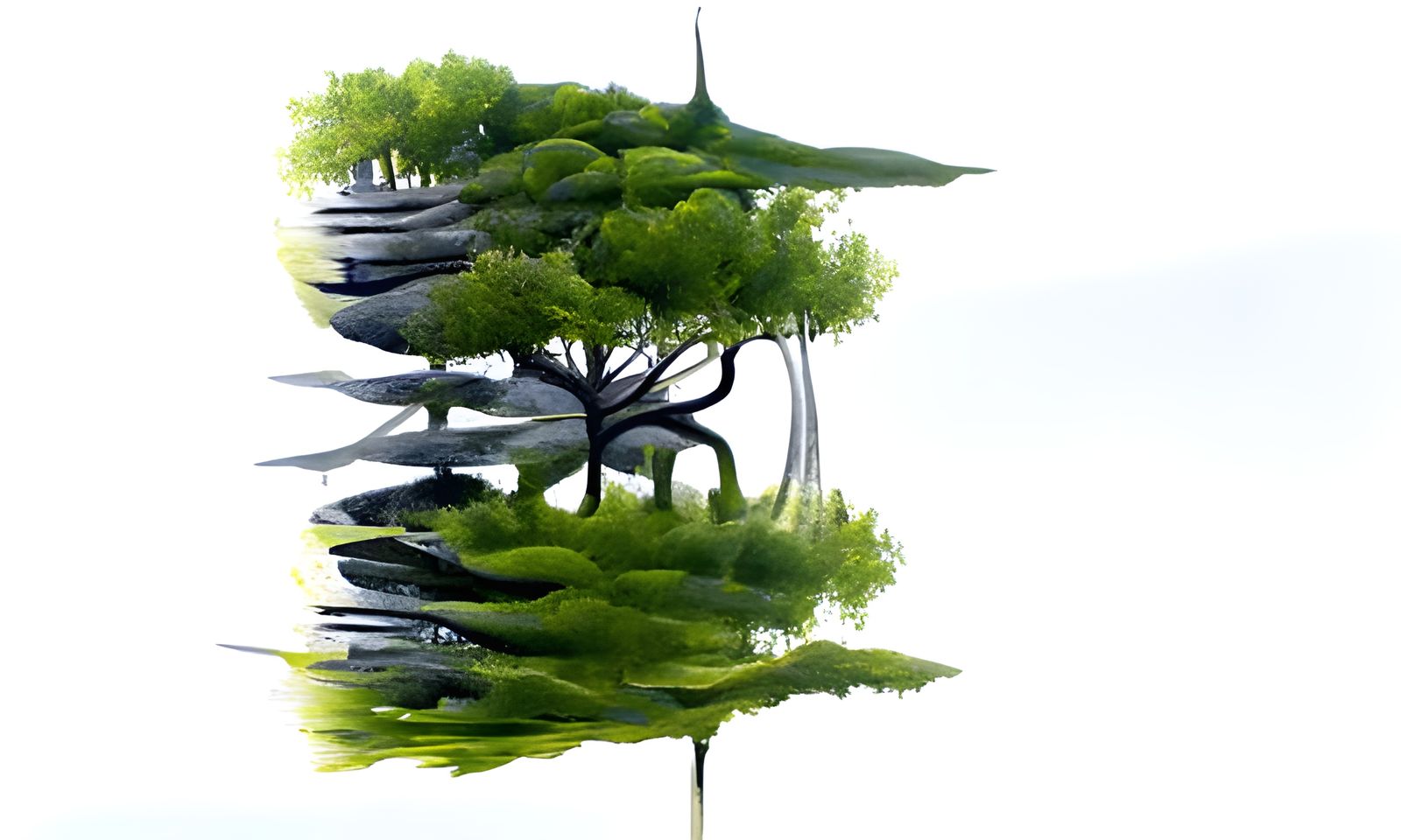 Integral Trees Orbiting Sun in Art Deco Style