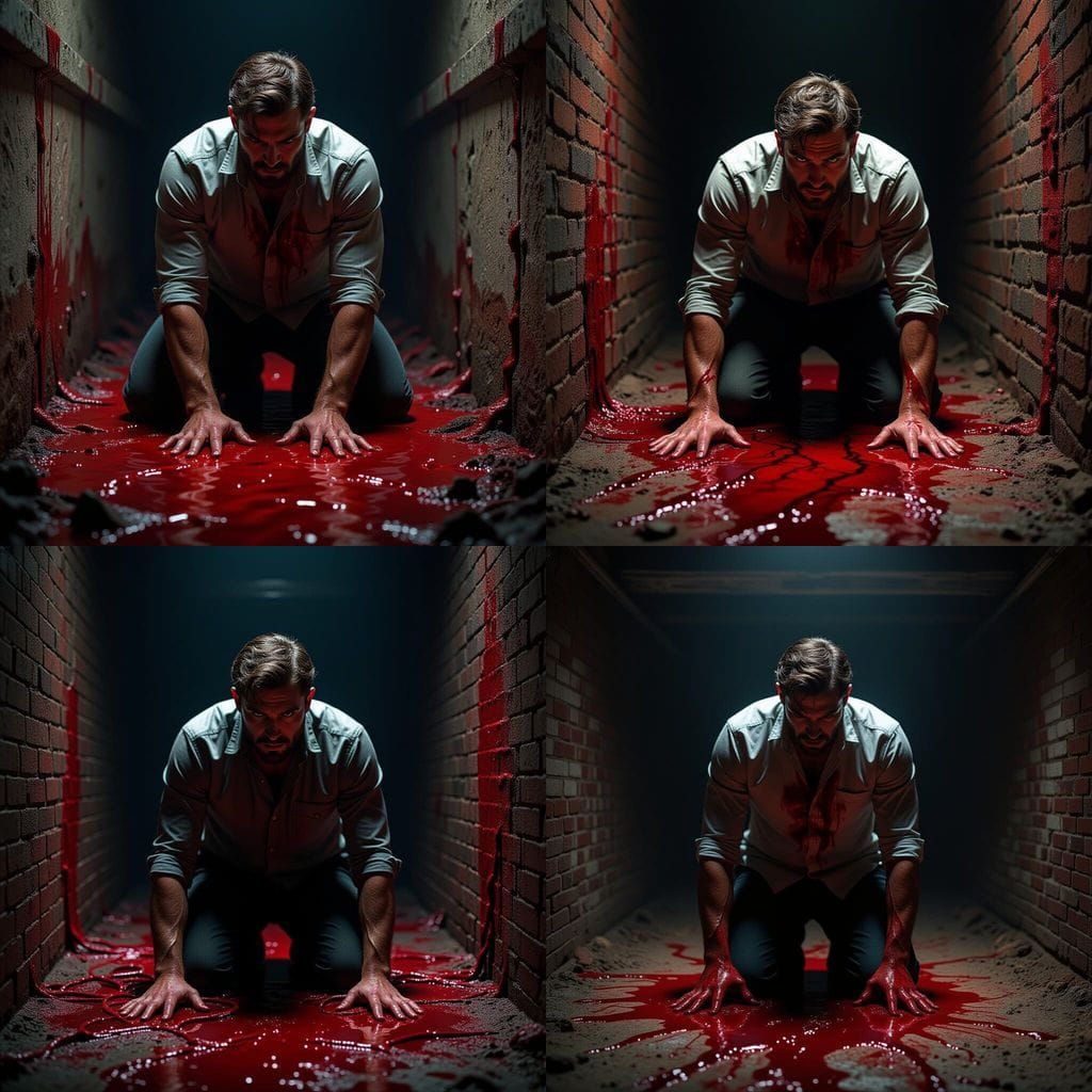 Horror Scene: Man Trapped by Bloody Roots