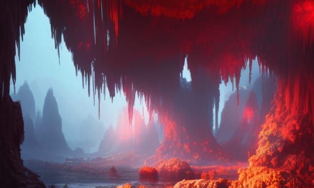 Underwater Drippy Cavern: Detailed Matte Painting