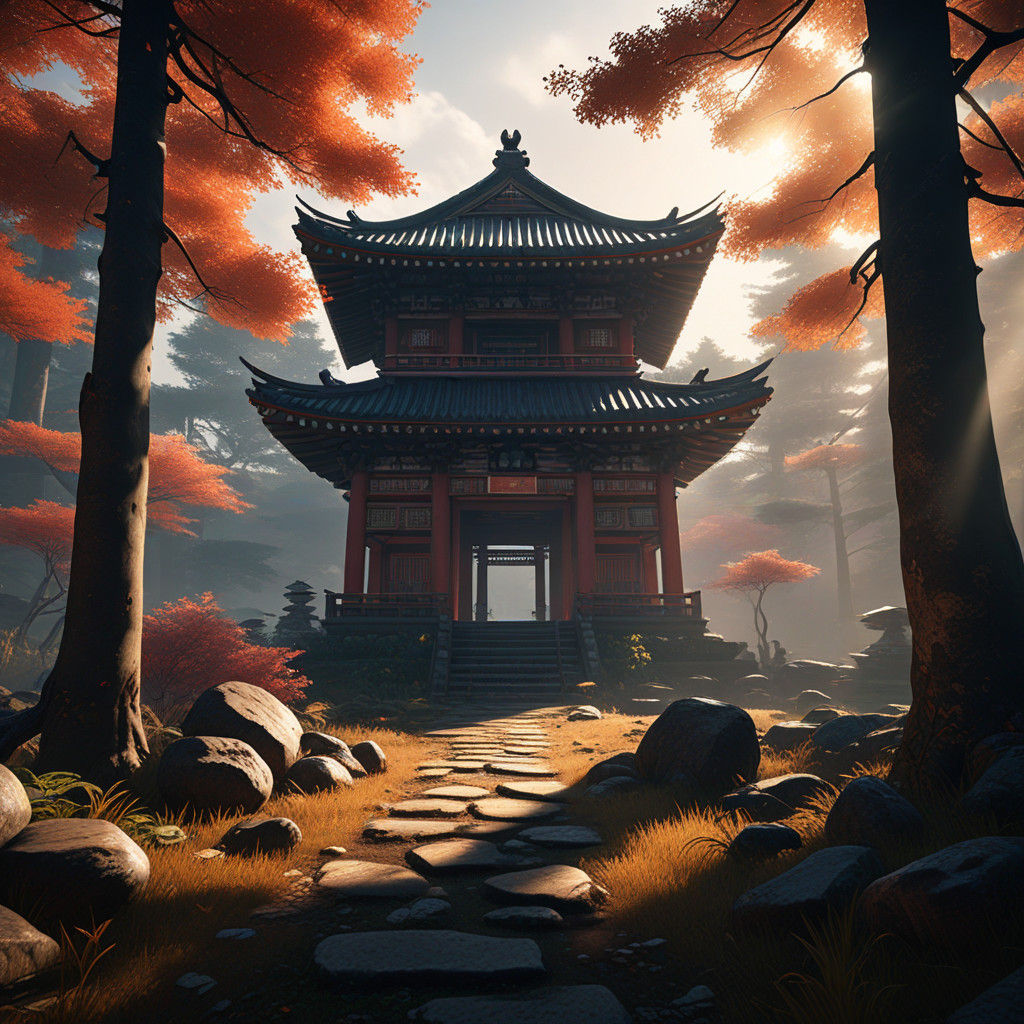 Heroic Shogun Steals Focus in Ancient Forest