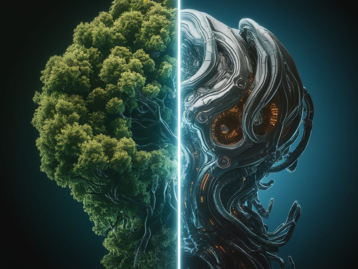 Worlds Collide: Forest Meets Cyberpunk Structure