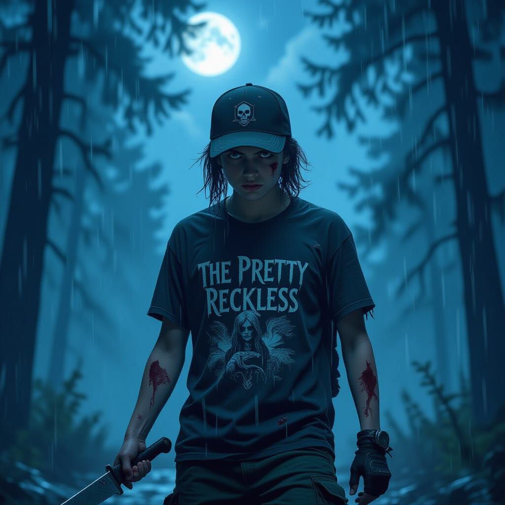 Goth Teen Wields Knife in Zombie Apocalypse Night