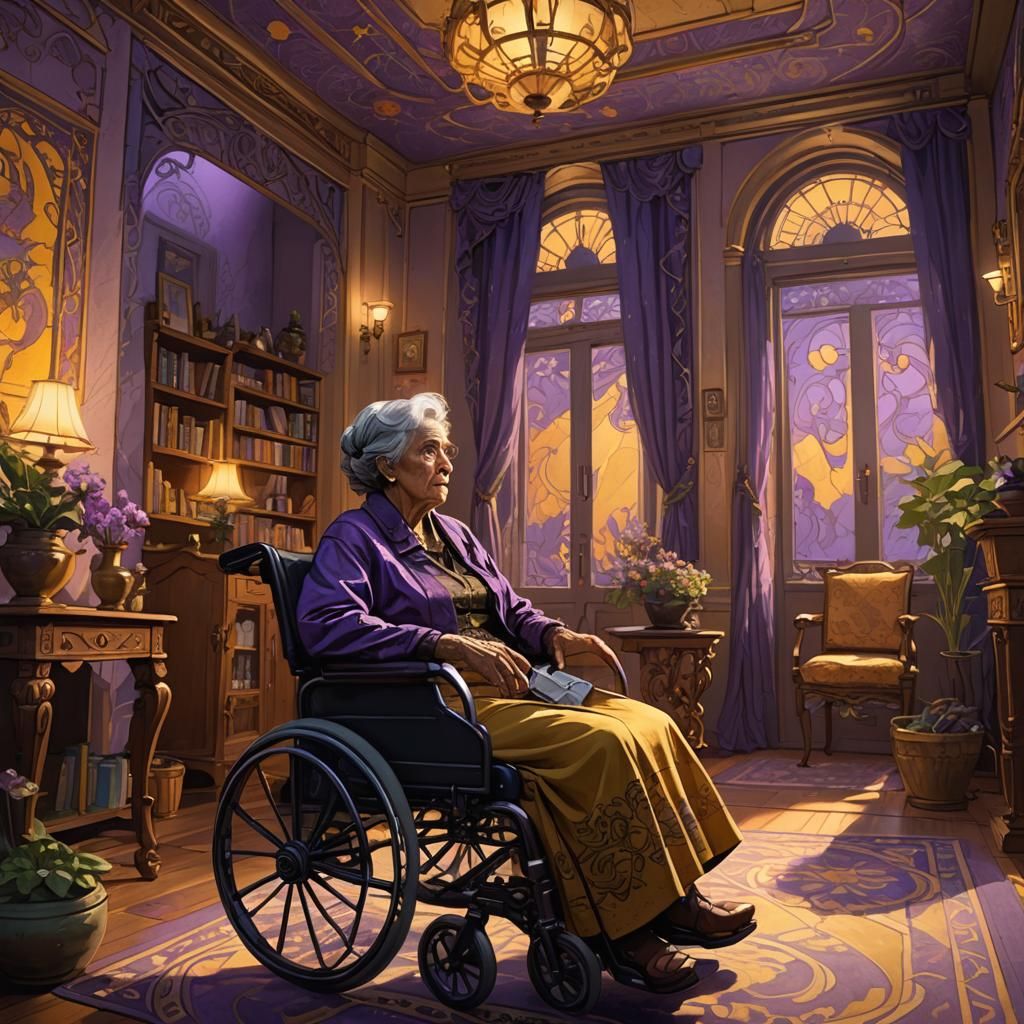 Grandmother and Granddaughter in Art Nouveau Style