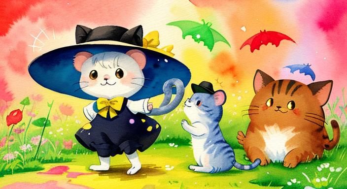 Cats, Hats, Bats, and Rats: Whimsical Watercolor