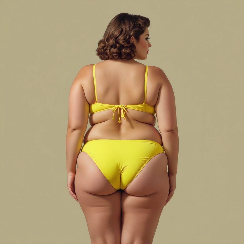 Curvy Woman in Bikini: Photorealistic Portrait