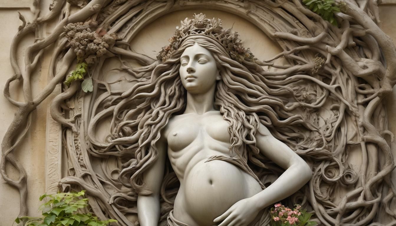 Gaia: Marble Sculpture of African Earth Goddess