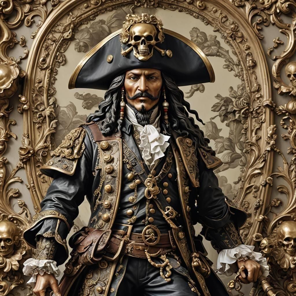 Exquisite Pirate Figure in Opulent Victorian Aestheticism