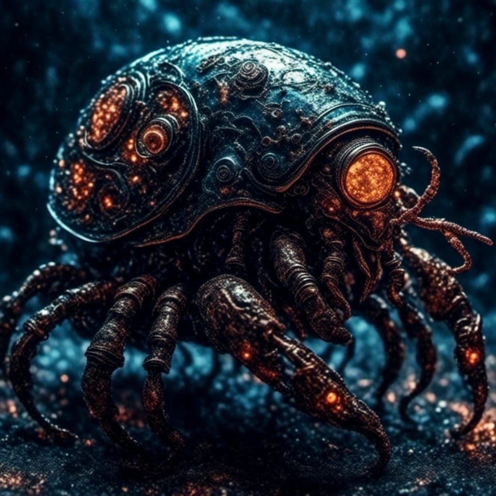 Giant Cyborg Hermit Crab in Sci-Fi Shell