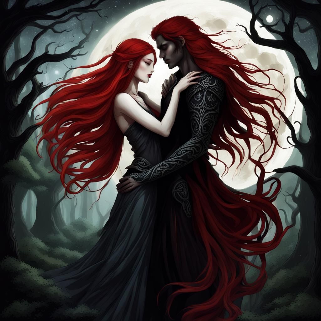 Faery God and Dark Goddess Embrace