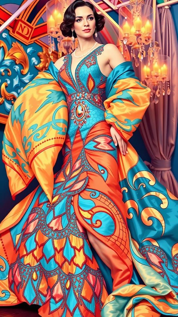 Art Deco Woman in Roaring Twenties Ballroom