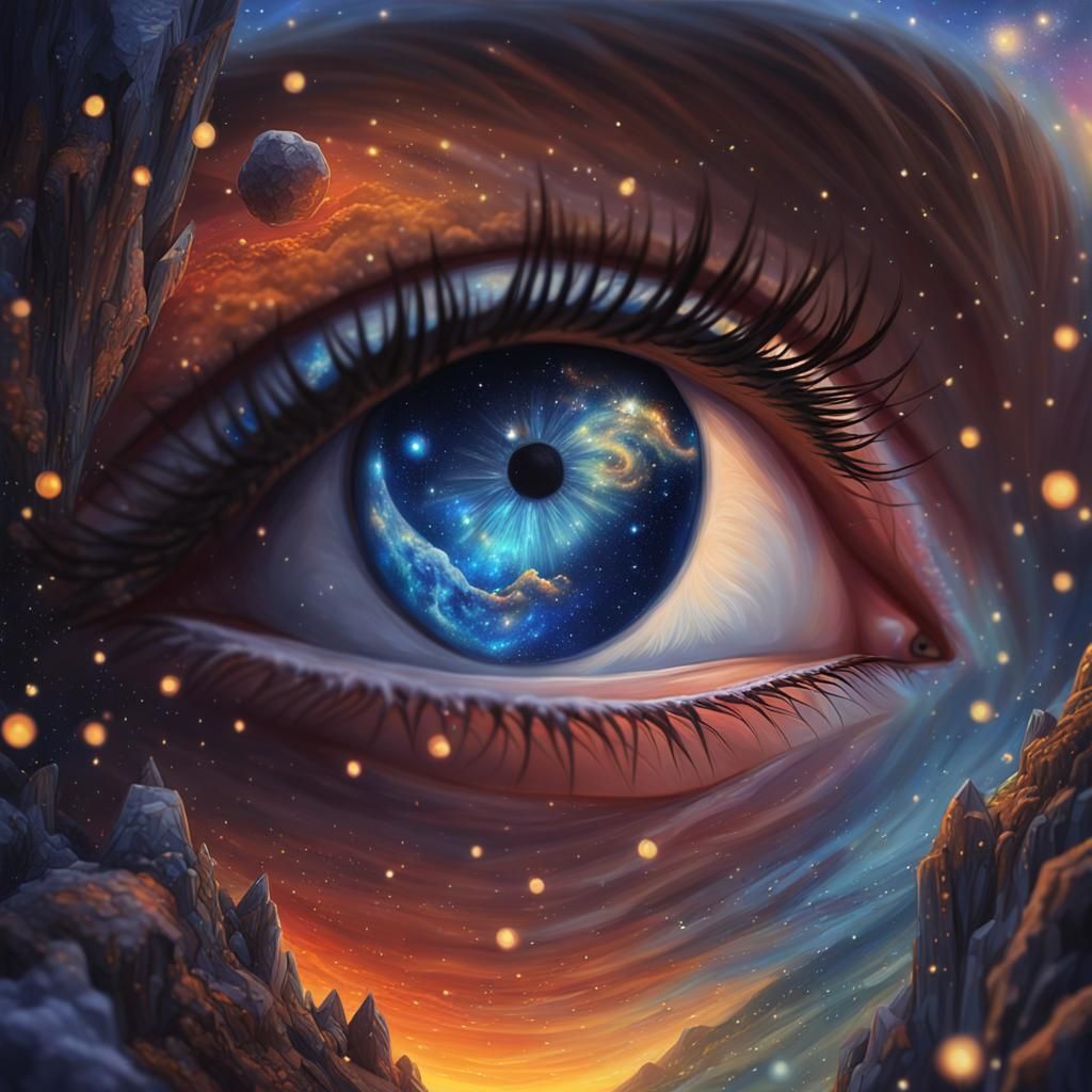 Fantasy Eyes Overlook Starry Sunset Landscape