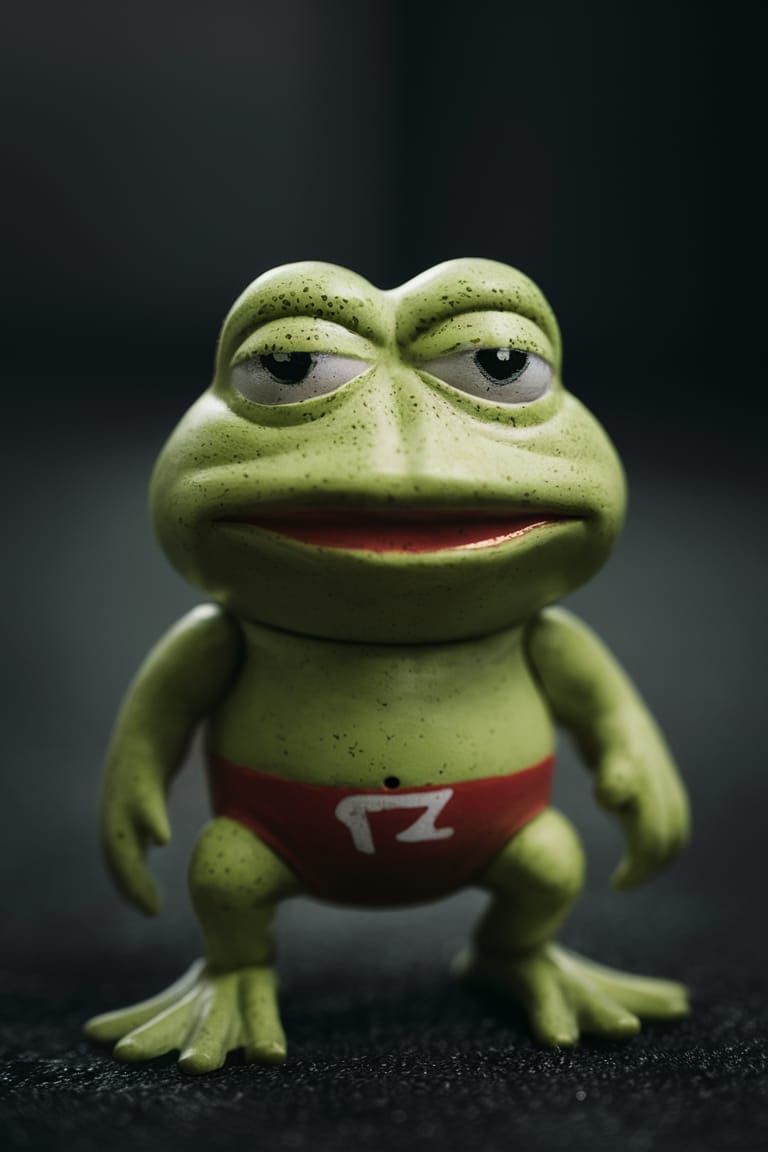 Hyperrealistic Plastic Pepe the Frog Action Figure