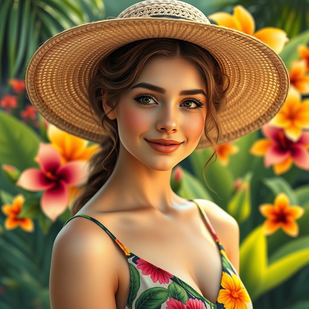 Elegant Woman in Vibrant Floral Sundress