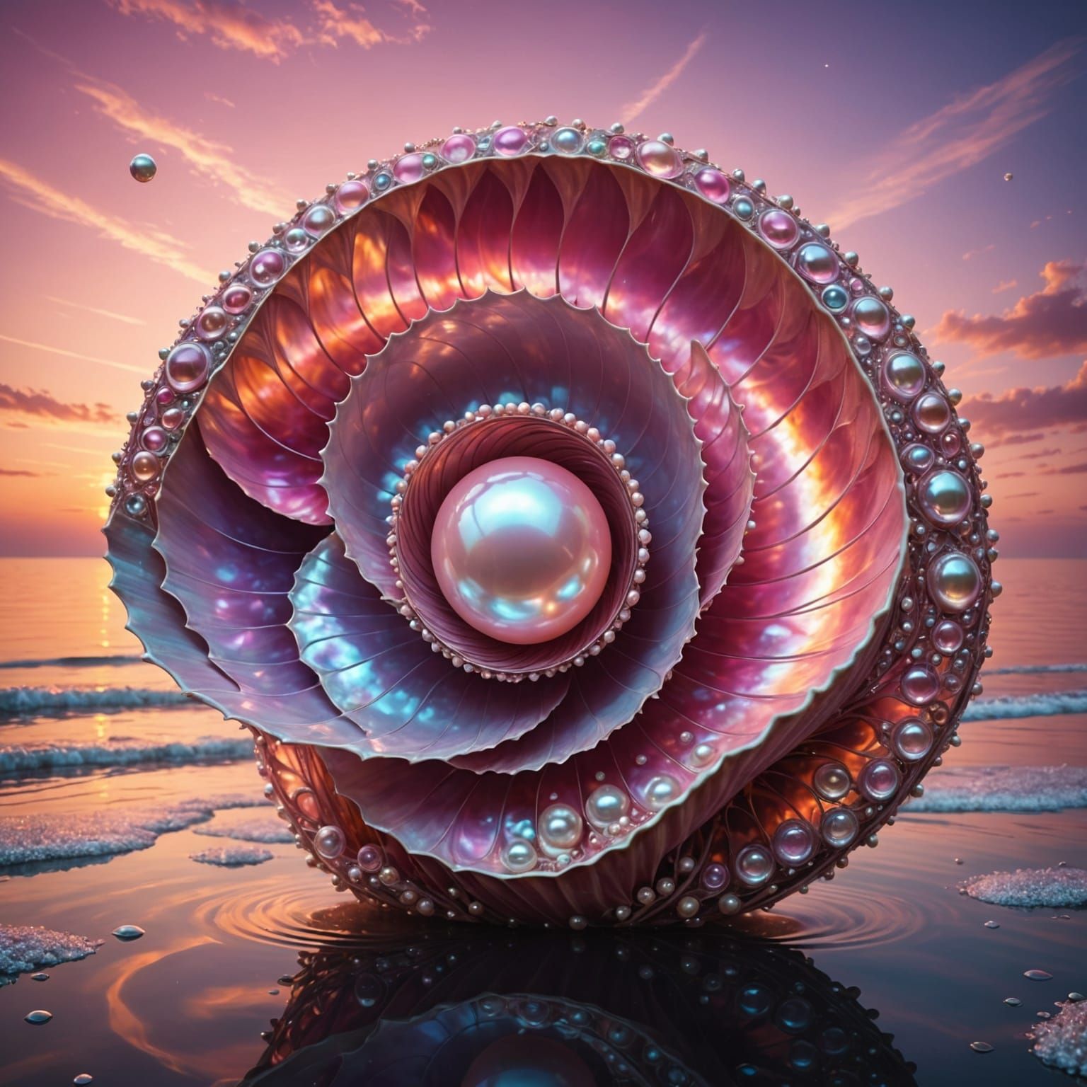 Ethereal Fairy in Shimmering Mother-of-Pearl Shell