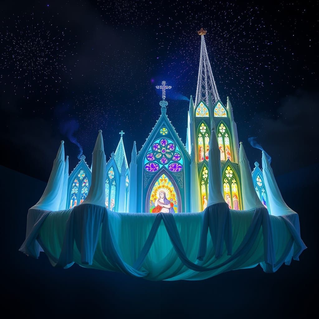 Velvet Cathedral of Dreams: A Floating Fabric Structure