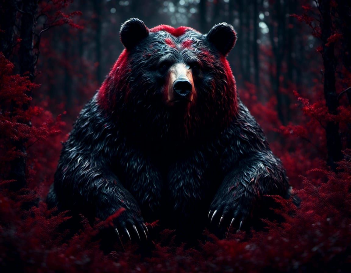 Adorable Red and Black Bear Portrait in Epic Cinematography
