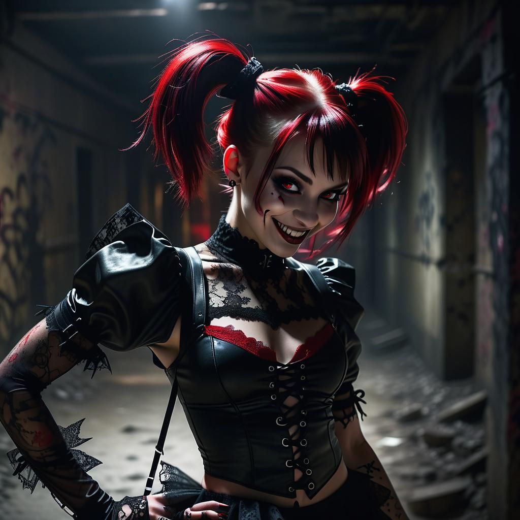 Gothic Punk Vampire Dancing in Urbex Bunker