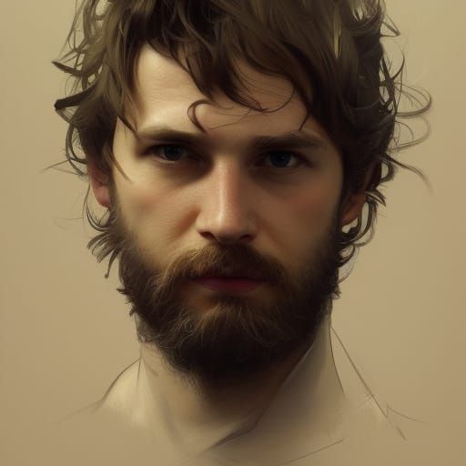 Detailed Portrait with Dynamic Lighting in Art Nouveau Style