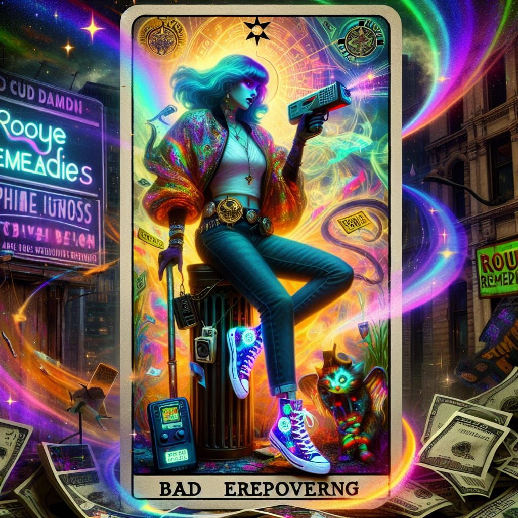 Psychedelic Ace of Cups Tarot Card with Time Traveler