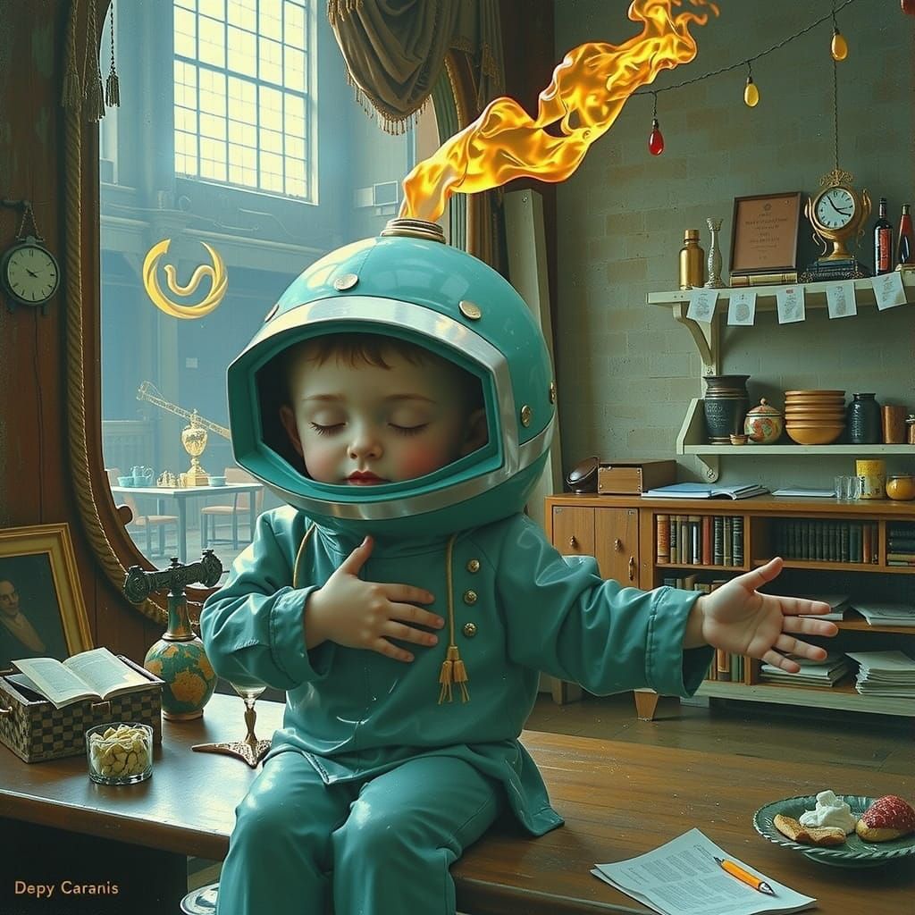 Hyperrealistic Sculpture Reflecting Life and Infinity