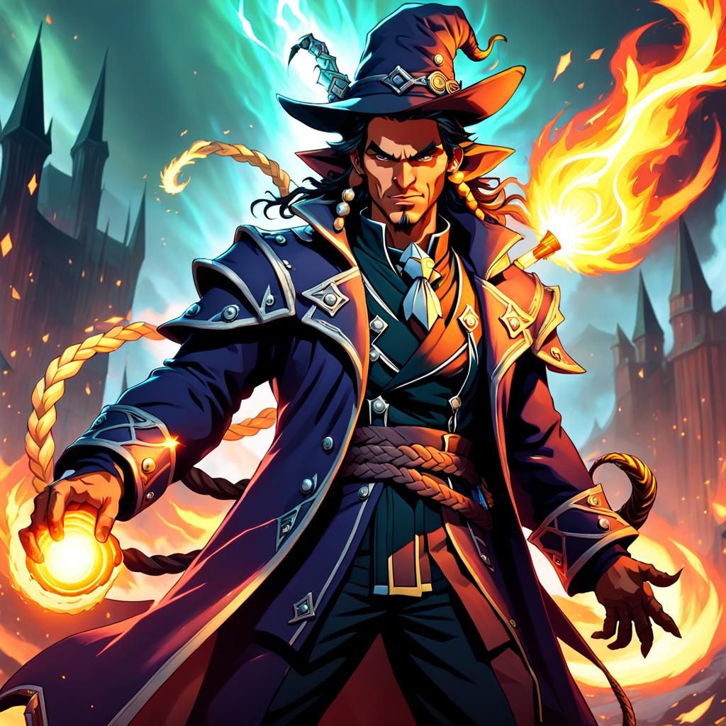 Bugbear Warlock Casts Eldritch Blast in Hellscape