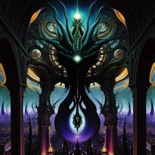 Surreal Alien Cityscape in Mystical Style