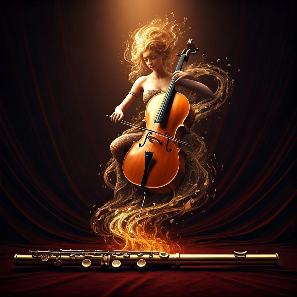 Ethereal Woman Created From Musical Notes