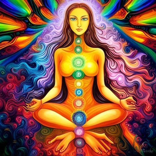 Chakra Woman Guarding the Tree of Life in Graffiti Art