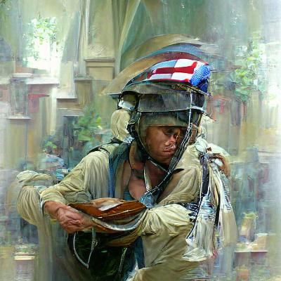 American Soldier in Oil Painting Style