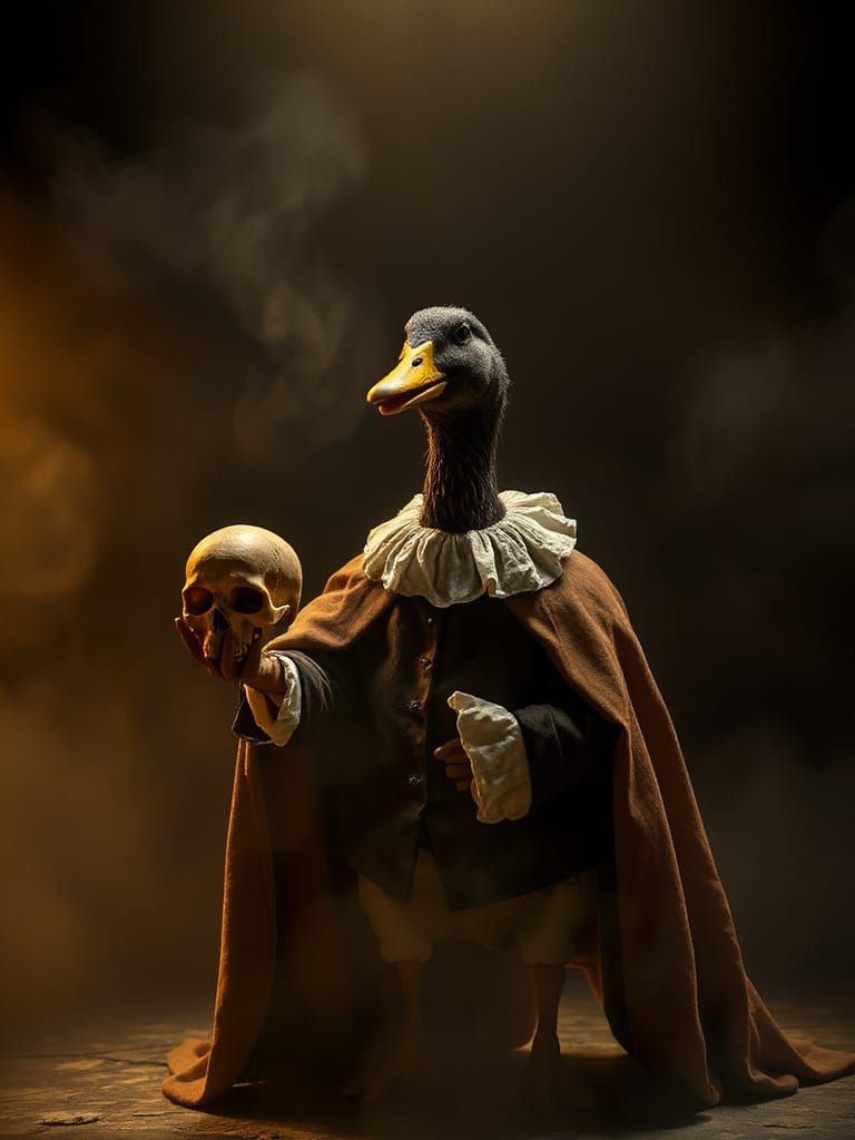 Hamlet's Noble Quacktor in Elizabethan Regalia