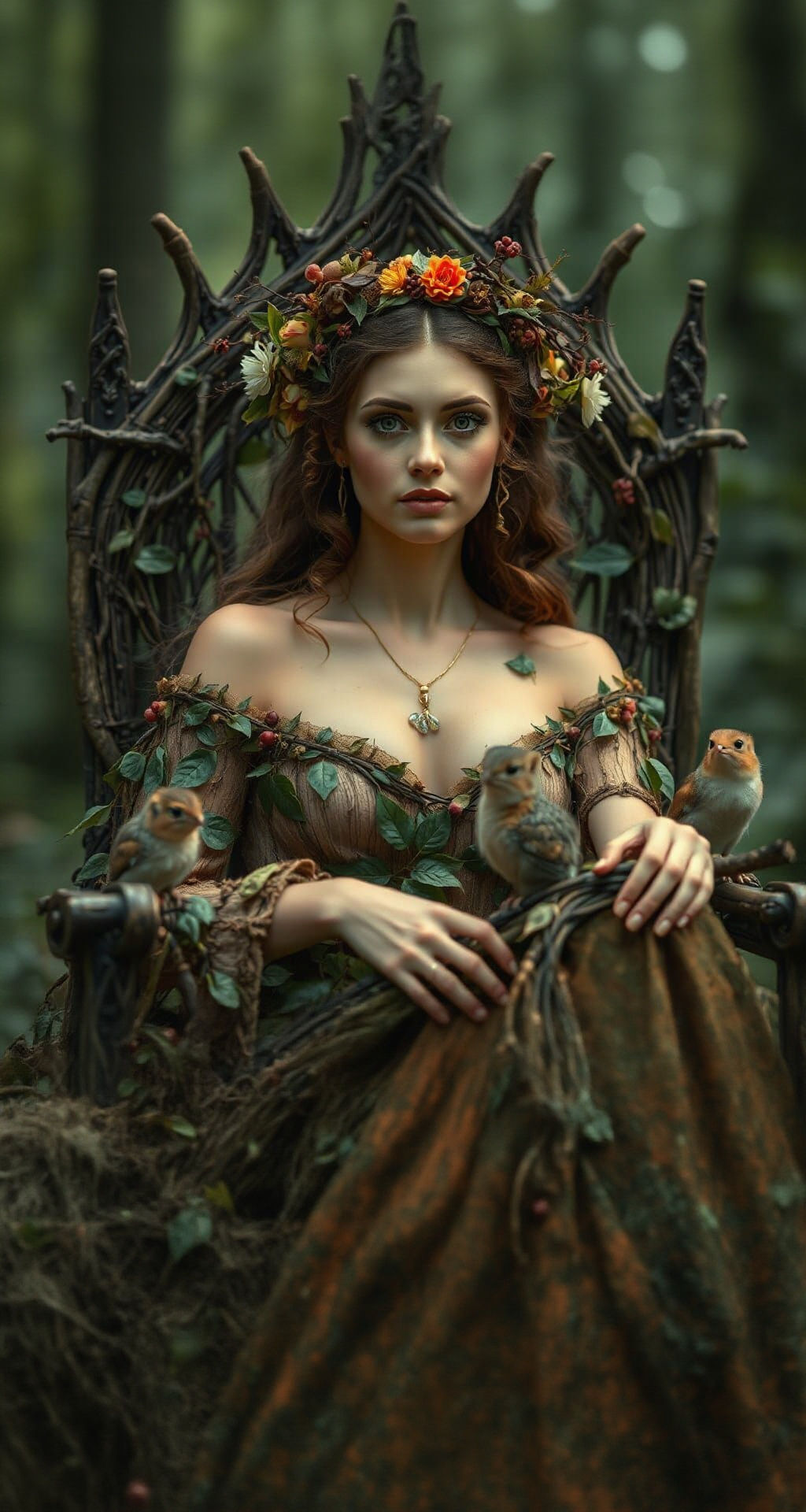 Forest Queen Portrait in Renaissance Style