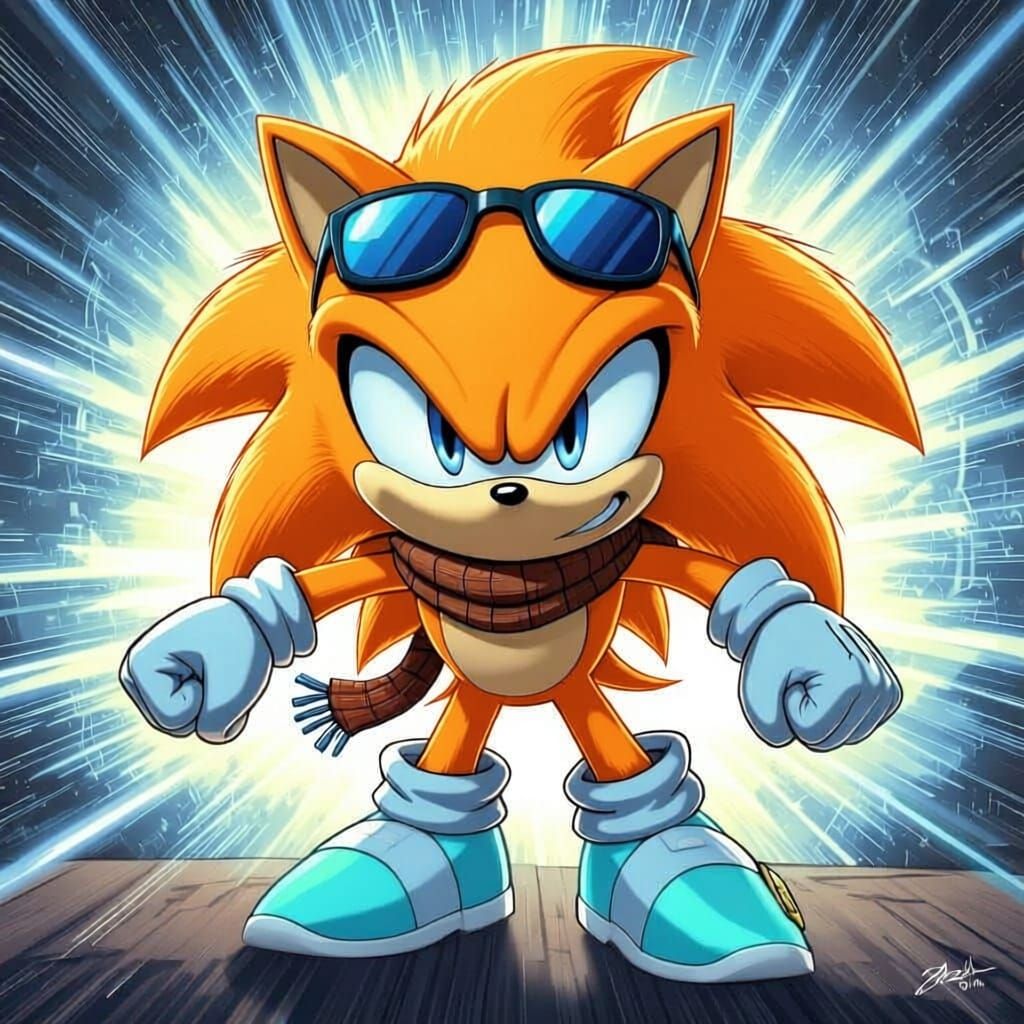 Orange Sonic with Blue Highlights and Sunglasses