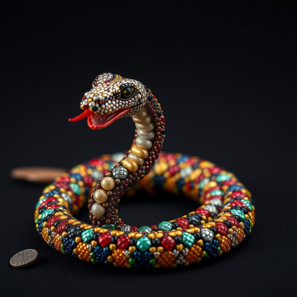 Beaded Serpent Sculpture