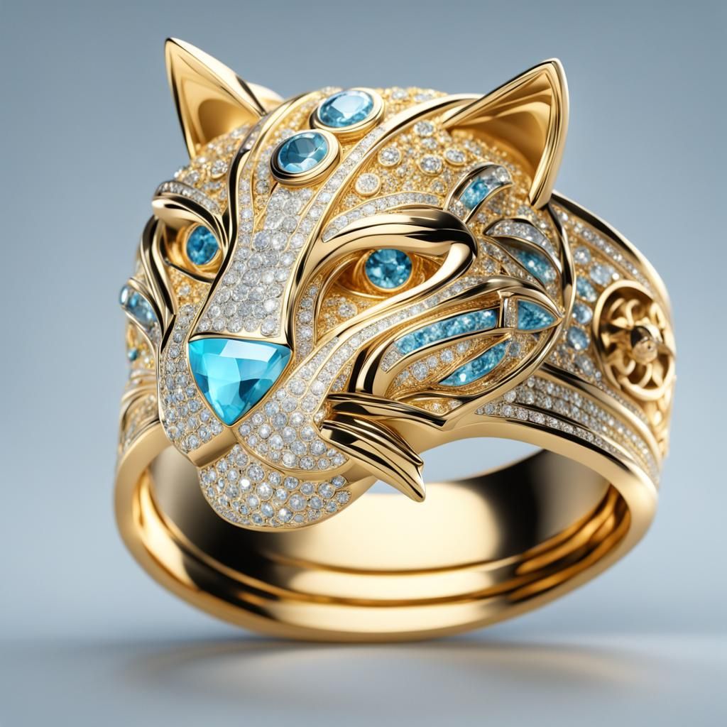 Elegant Cat Versace Wristband with Diamonds