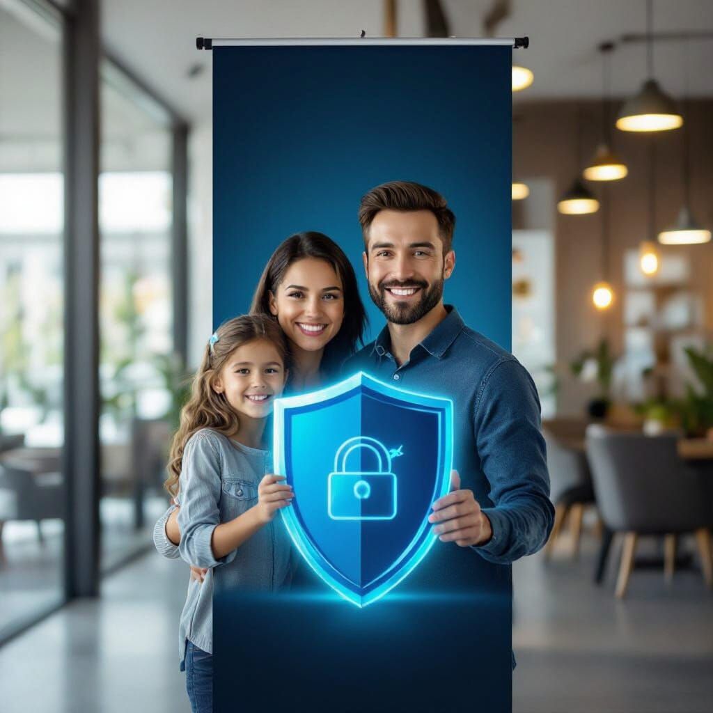 Professional Security Banner in Midnight Blue and Neon Gold