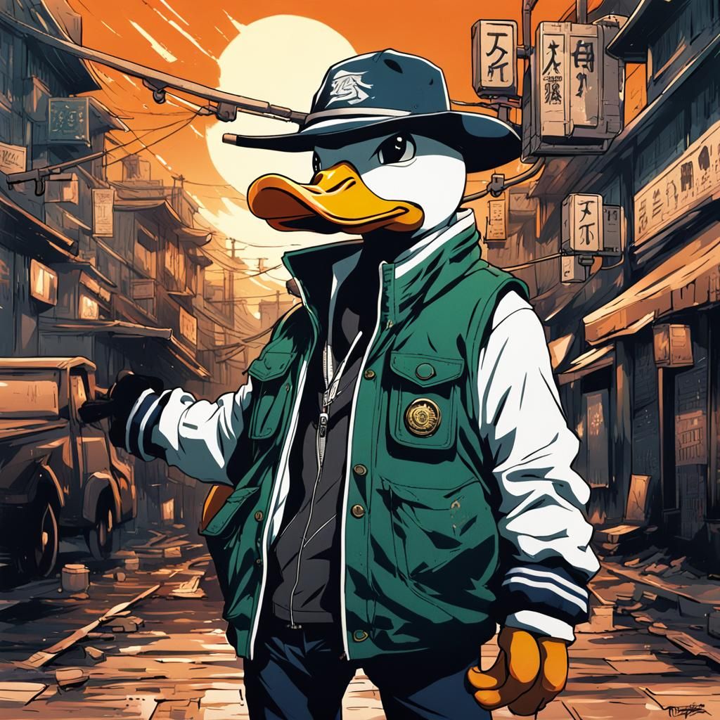 Gangsta Duck in Anime Manga Style