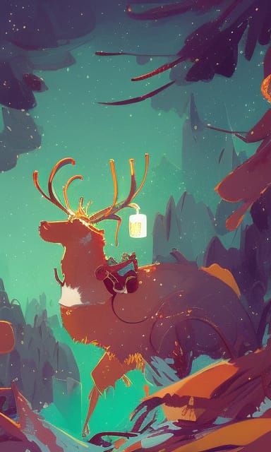 Festive Christmas Spirits in Detailed Digital Illustration