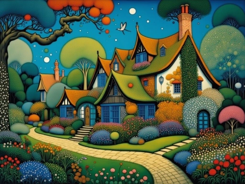 Enchanted English Garden with Whimsical Details and Colourfu...