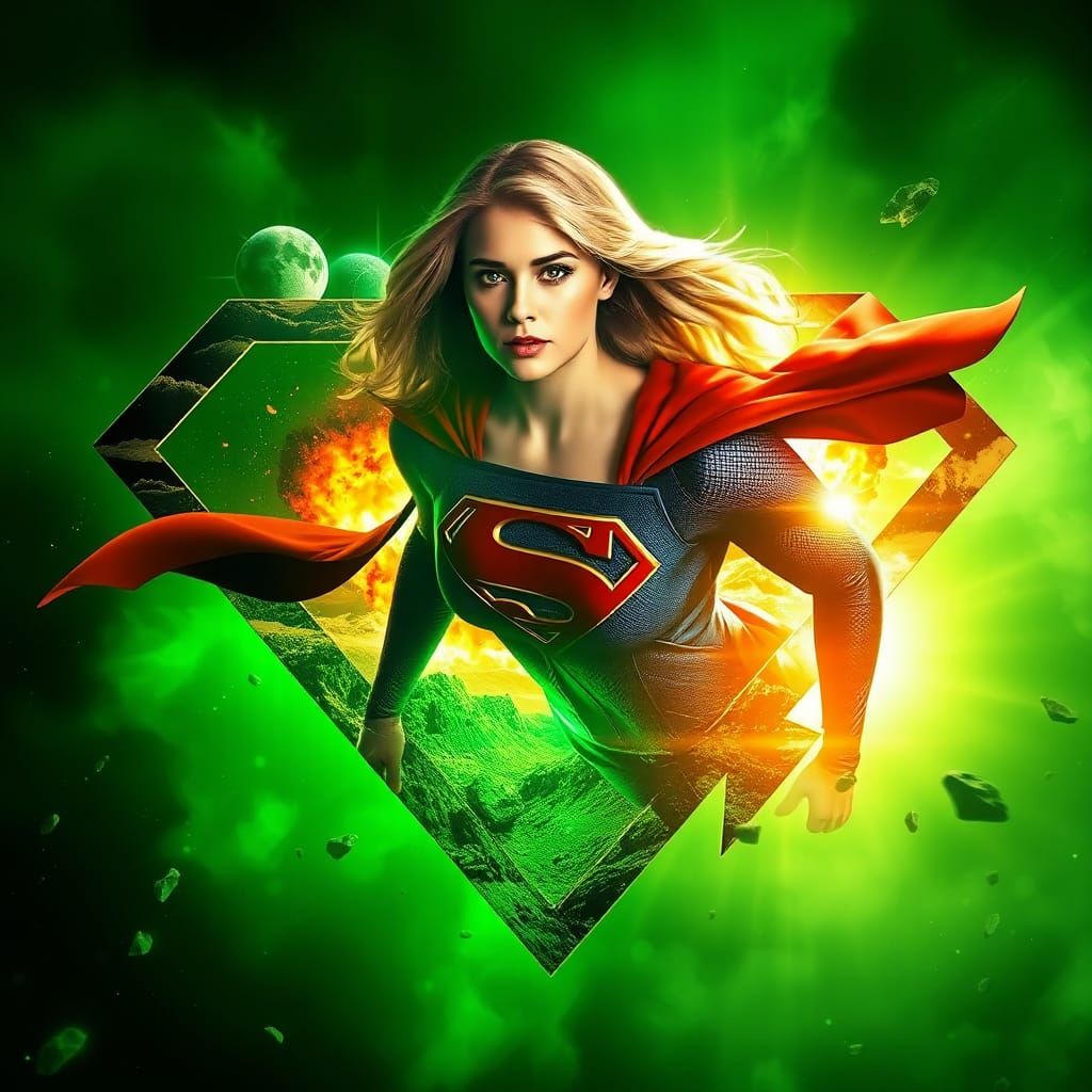 Supergirl Escapes Exploding Krypton in Double Exposure Art
