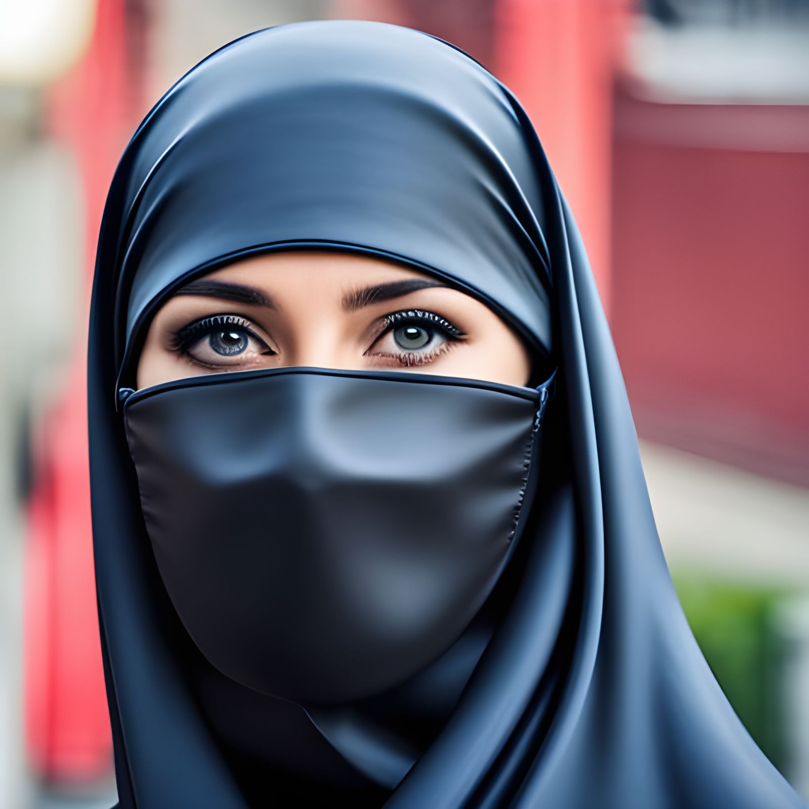 Beautiful Woman in Niqab Portrait in Hyperreal Style