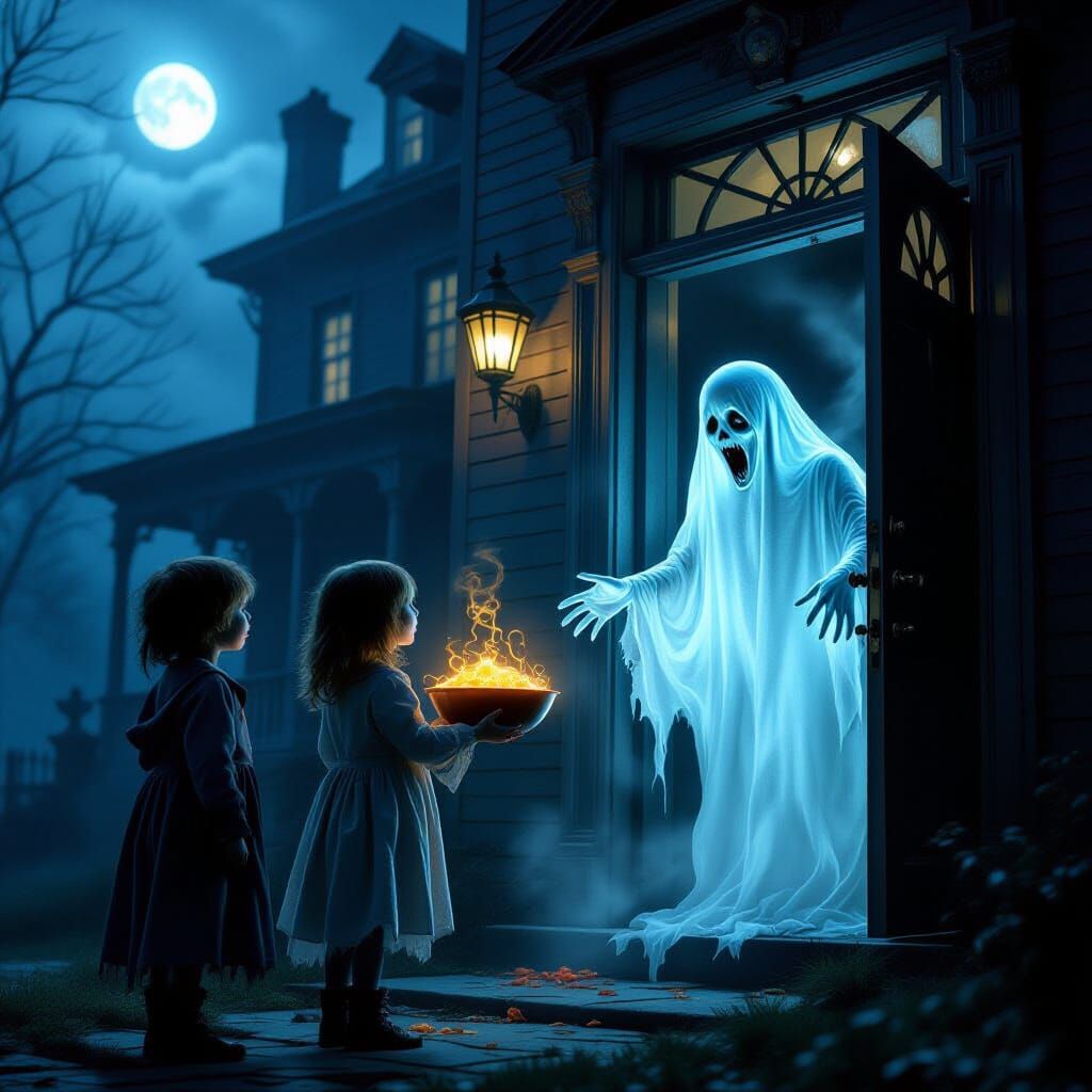 Creepy Children at Haunted Mansion Threshold