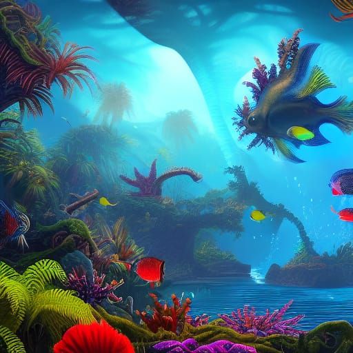 Colorful Tropical Fish in Detailed Fantasy Art